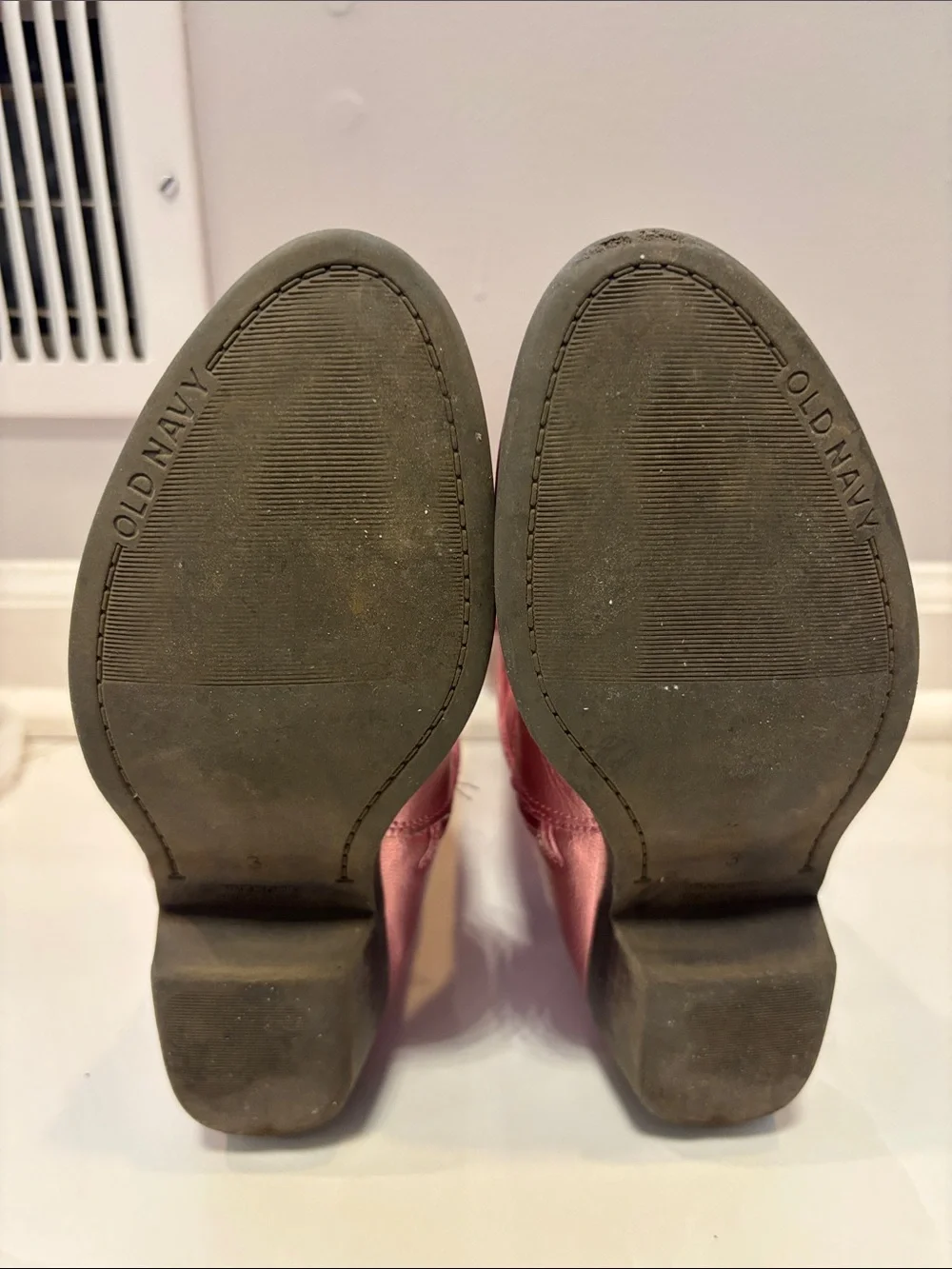 Girls Old Navy Metallic Pink Western Ankle Boots size 3Y